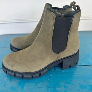 Madden Girl Green and Black Ankle Boots with Chunky Sole